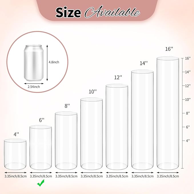 12Pack Glass Cylinder Vases for Centerpieces - Image 3
