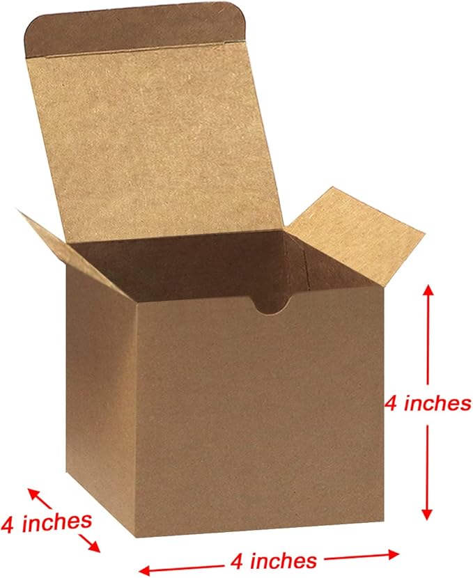 Bonfasvo Gift Boxes 30 Pack 4x4x4 inches Brown Fold Kraft Paper Boxes - Image 2