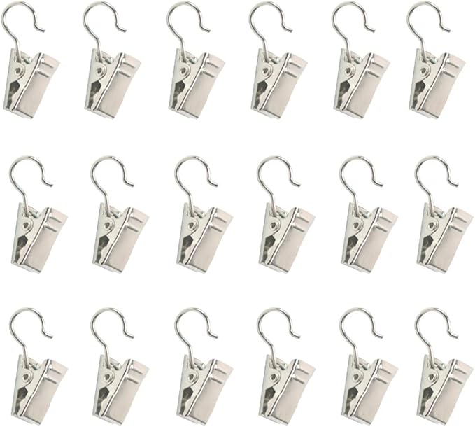 30 Pcs Curtain Clips with Hooks, Heavy Duty Metal Shower Clip Hook Set by JFFX