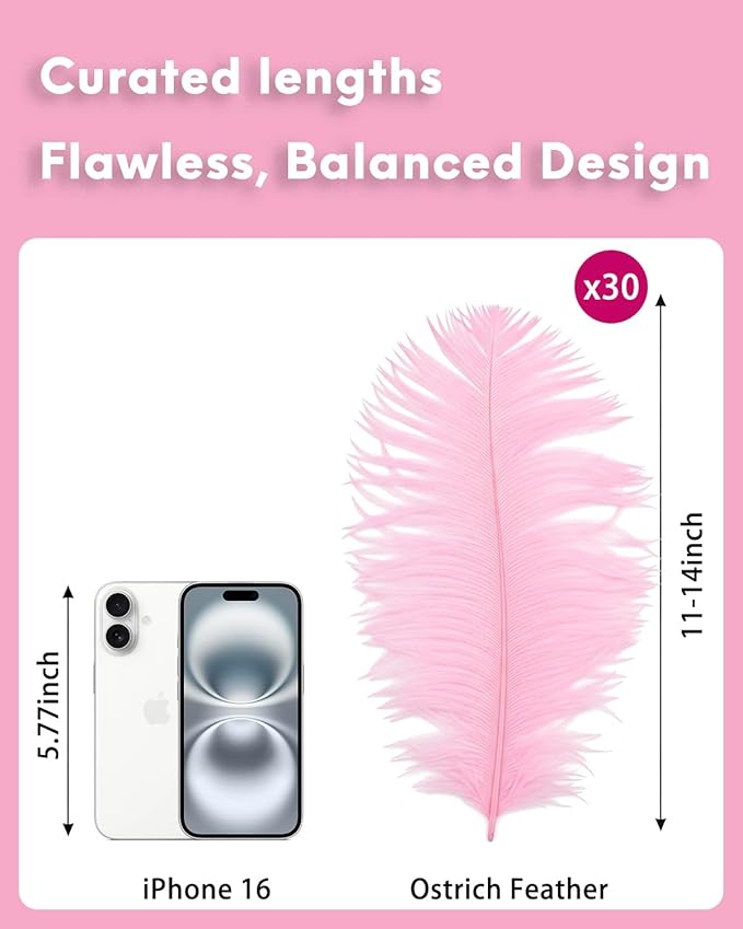 NEWONG 30pcs Light Pink Ostrich Feathers Natural Bulk 11-14inch Vase Craft - Image 2