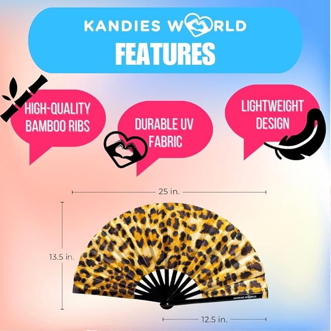 Kandies World UV Reactive Custom Festival Folding Hand Fan - Image 2