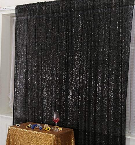 Eternal Beauty Black Sequin Backdrop, 7x7 Ft Halloween Glitter Background - Image 7
