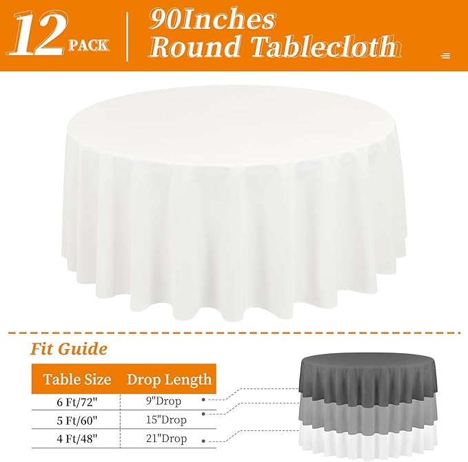 12 Pack Round Tablecloth 90 Inch - Image 2