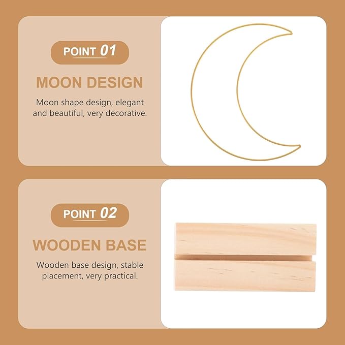 Dining Table Decor 10 Sets Metal Floral Hoop Moon Shaped Metal Wreath Ring Stand - Image 8