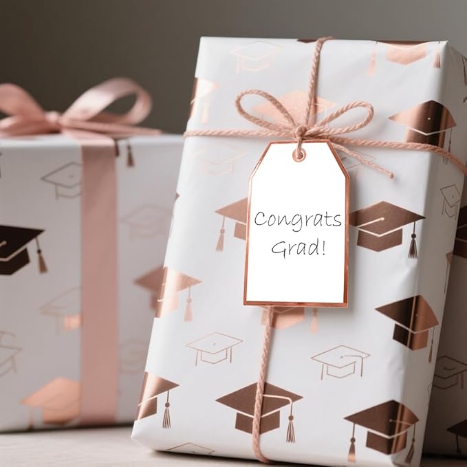 100Pcs Blank Gift Tags with String Attached Foil Rose Gold Frame Large White - Image 9