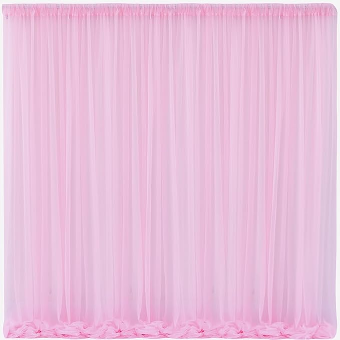10x10 Pink Tulle Backdrop Curtains by WishCare