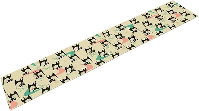 Mid Century Table Runner, Cat Geometric Stripe Colorful Abstract Pattern Print - Image 8