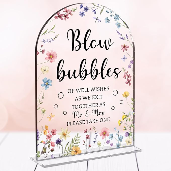 Wedding Sign Decor, Arch Acrylic 5x7 Inch, Blou Bubbles Sign Wedding Sign by Unknown