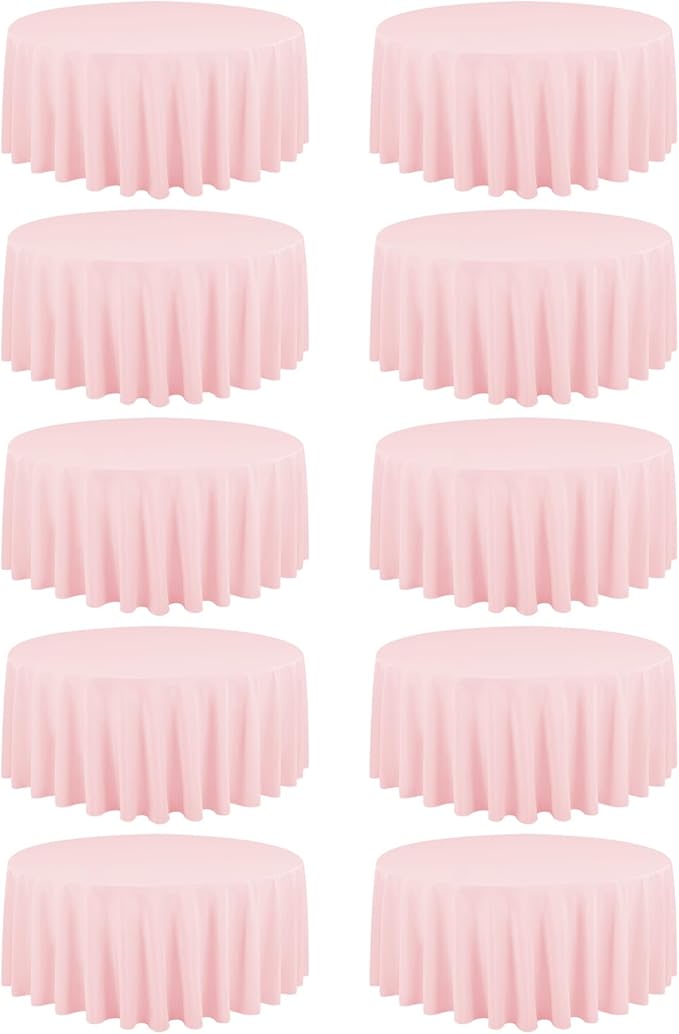 10 Pack Pink Round Tablecloths by REWOMC