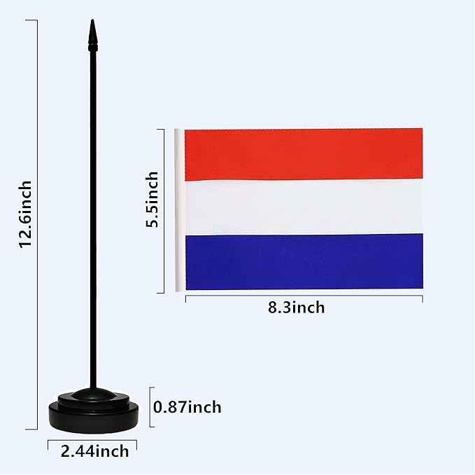 Netherlands Dutch Deluxe Desk Flag Set, Small Mini Miniature Netherlands Dutch - Image 3