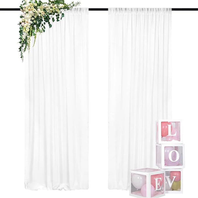 DUOBAO Chiffon Backdrop Curtain-2 Panels 29"x96" Sheer Drapes Beach Backdrops by DUOBAO
