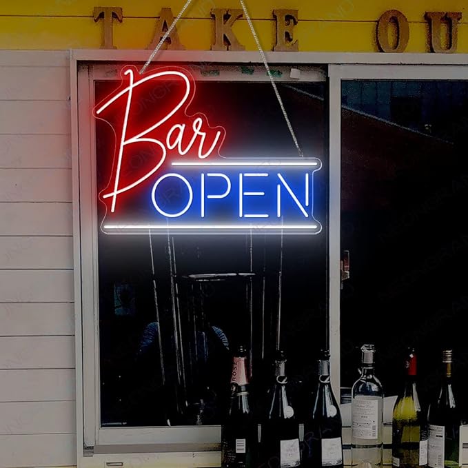 NEONGRAND Neon Bar Sign, Open Neon Sign, 30x20 inches, Wall Mount, Bar - Image 5