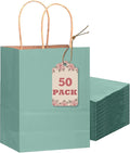 qiqee 50-Packs Gift Bag with Handles Bulk Kraft Light Blue Paper Bags Multiple by Qiqee