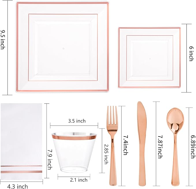 Festiva 350Pcs Rose Gold Plastic Plates - Image 2