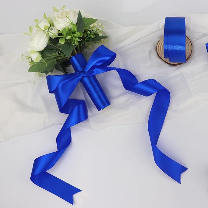 Blue Solid Satin Ribbon 1-1/2 Inch 25 Yards Solid Polyester Fabric Ribbon - Image 6