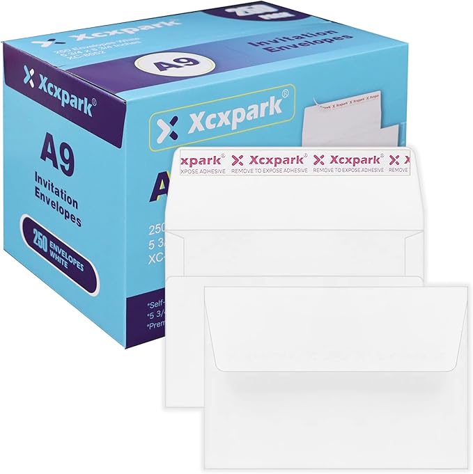 250 Qty Printable A9 Invitation Envelopes 5.75 x 8.75 Cards, Self Seal 120GSM by Xxcxpark
