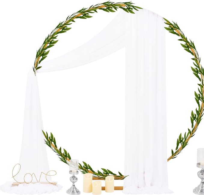 Socomi White Sheer Wedding Arch Draping Fabric 29" x 20Ft 1 Panel Outdoor - Image 2