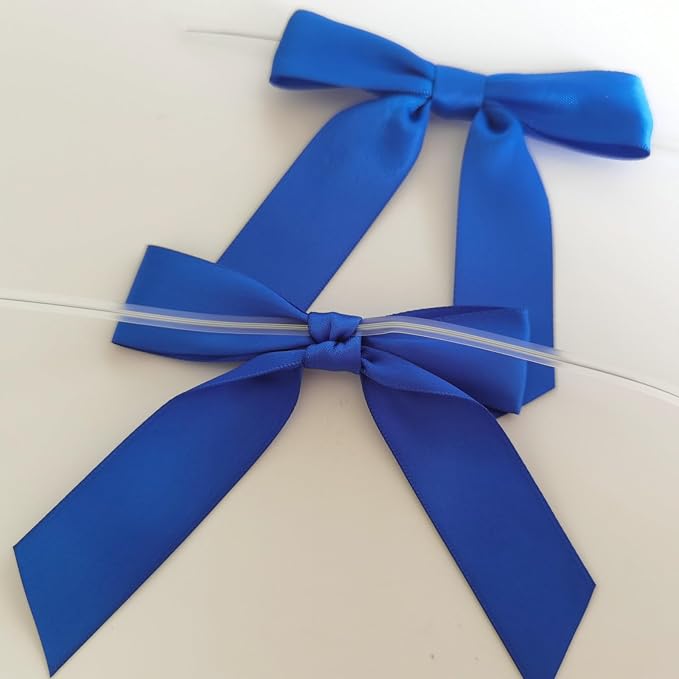 50pcs/Bag 3-1/2" Blue Satin Ribbon Bows - Image 5