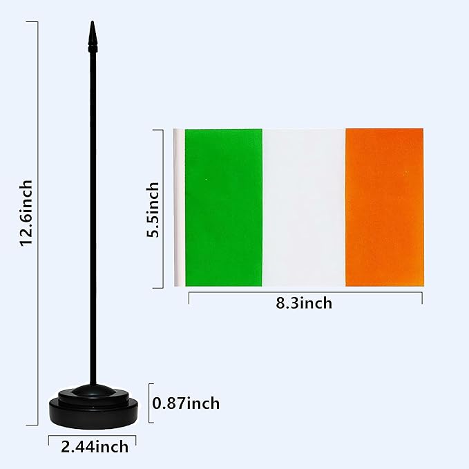 Ireland Irish Deluxe Desk Flag Set Small Mini Miniature Ireland Irish Table - Image 3