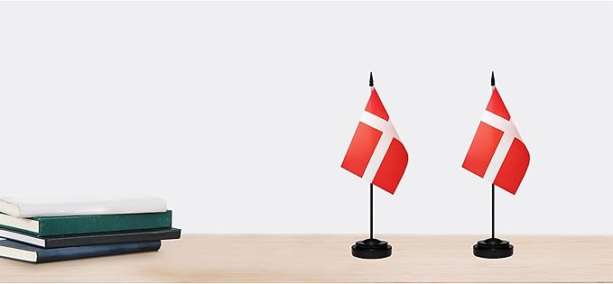 Denmark Danish Dane Deluxe Desk Flag Set Small Mini Miniature Denmark Danish - Image 6
