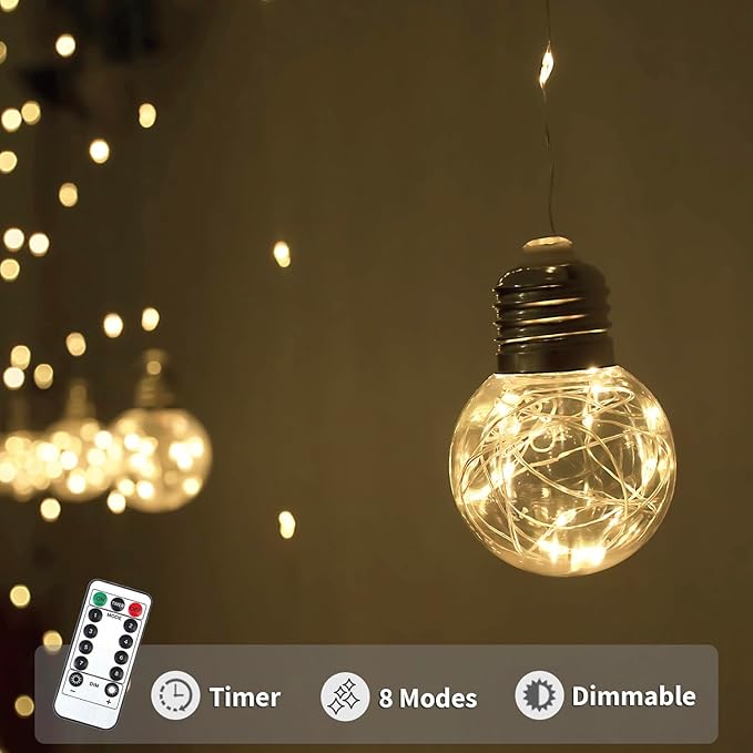 YOLIGHT Wishing Ball Curtain Lights 200 LED Window Curtain String Lights - Image 3