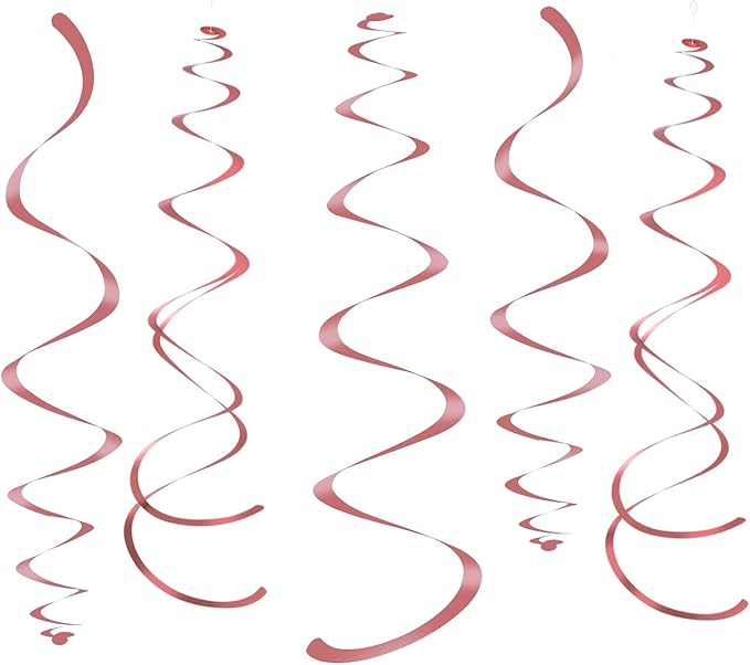 Rose Gold Party Hanging Swirl Decorations Sparkly Foil Streamer by WEVEN