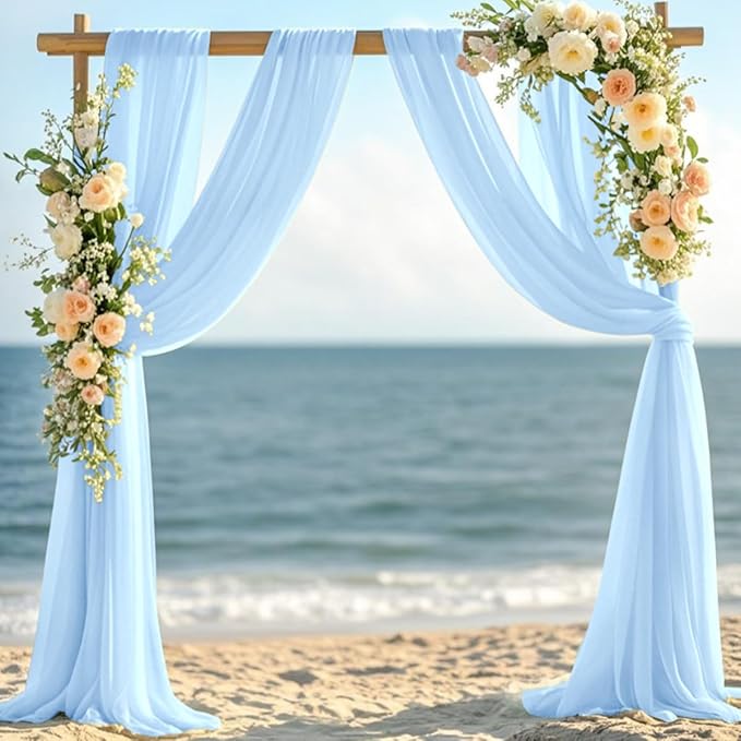 Light Blue Elegant Arch Draping Fabric Outdoor 1 Panel 29" × 20Ft Sheer Chiffon - Image 5