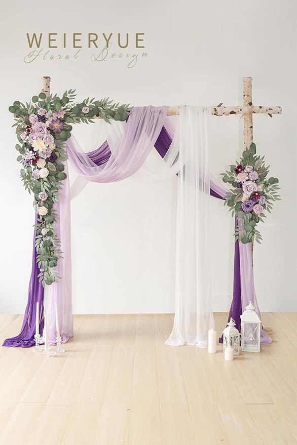 Deluxe Purple Artificial Wedding Arch Flowers - Image 2