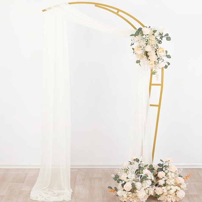 Socomi Ivory White Wedding Arch Draping Fabric 29" x 20Ft 4 Panels Sheer - Image 3