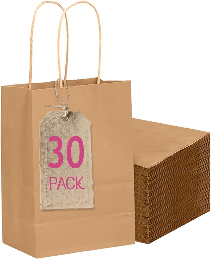 qiqee 30-Packs Brown Gift Bags by Qiqee