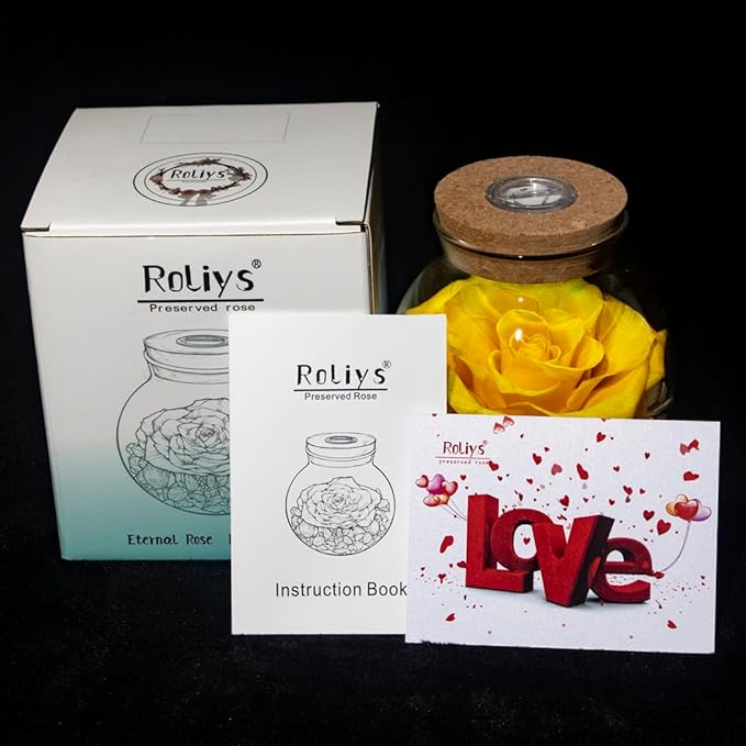 Preserved Real Roses with Colorful Mood Light Wishing Bottle, Eternal - Image 3