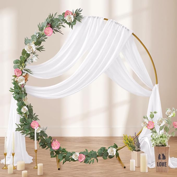 White Wedding Arch Draping Fabric 4 Panels 29" x 20 FT White Drapes - Image 3