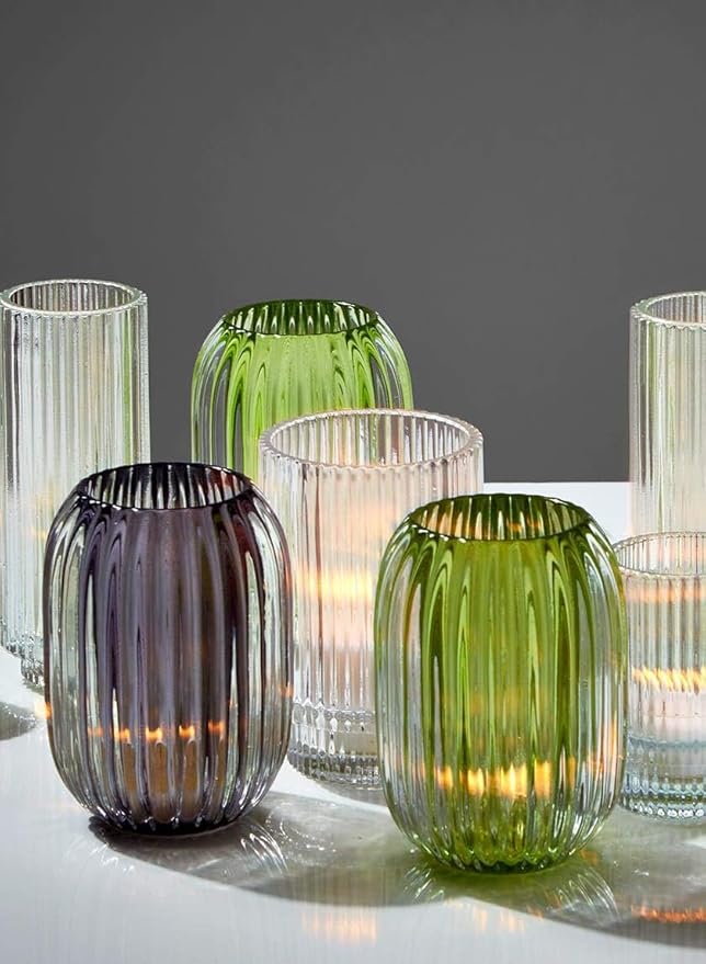 Serene Spaces Living Green Optical Glass Votive Holder, Measures 5" Tall and - Image 5