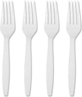Prestee 100 White Plastic Forks Heavy-Duty, Heavyweight Plastic Silverware Forks by Prestee