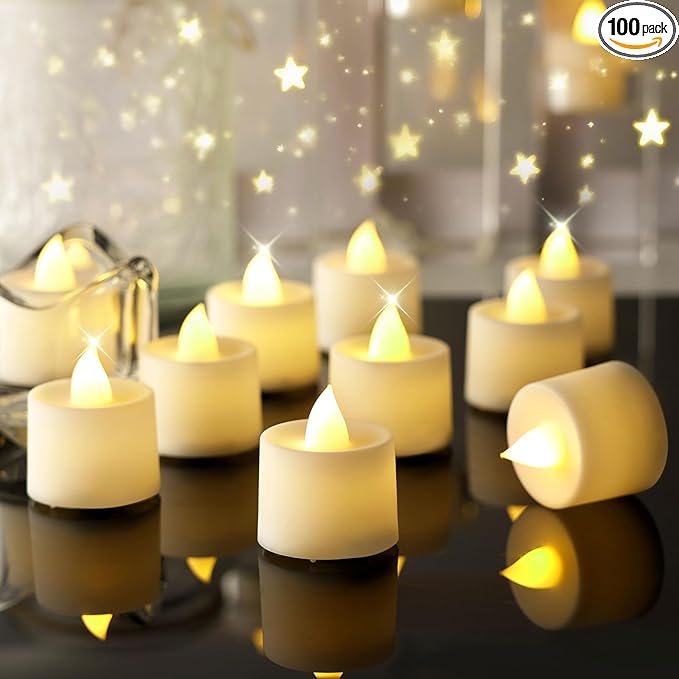 Amagic 100 Pack LED Tea lights, Flameless Votive Candles, Lasting Electric Fake by AMAGIC
