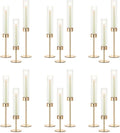 NUPTIO Hurricane Glass Candles Holder: 18 Pcs Gold Taper Candle Stick Holder by Nuptio