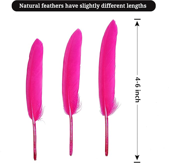 FeelfunFeather 120pcs Hot Pink Goose Cochettes Feather Natural Bulk 4-6 inch - Image 2
