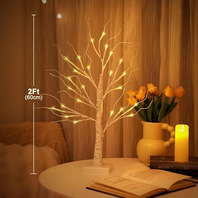 2FT Lighted Birch Tree, Christmas Decorations - Image 2
