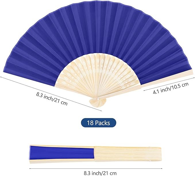 Aneco 18 Pieces Handheld Fans Cloth Hand Fans Bamboo Folding Fans - Image 2