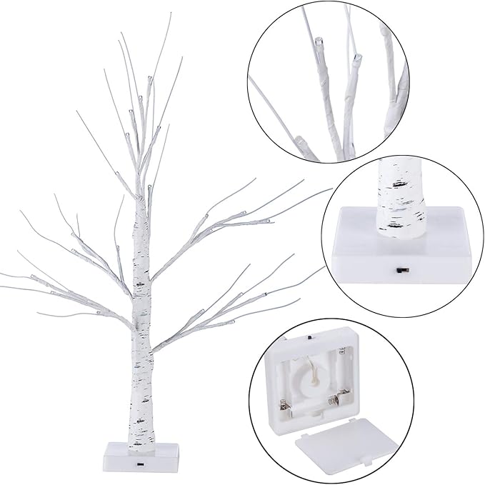 Sunnyglade 2PCS 2Ft 24 LED Birch Tree Light Bonsai Tree Light Warm White - Image 6