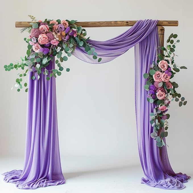 Wedding Arch Draping Fabric 1 Panel 28.7" x 20FT Lavender Purple Sheer Chiffon by Xiomot