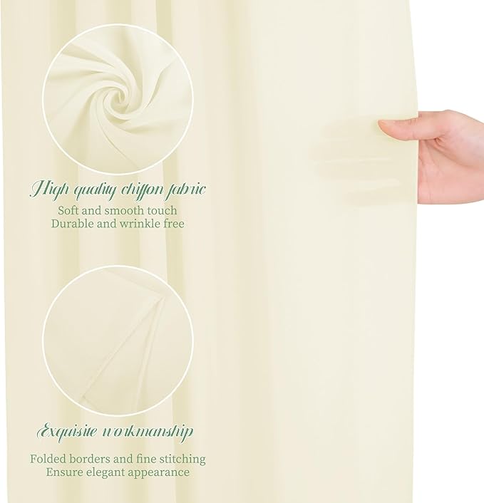 Wedding Arch Draping Fabric, 4 Panels 28" x20ft Ivory Wedding Arch Drapes - Image 3