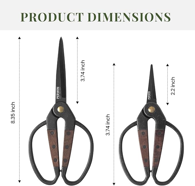 Garden Flower Bonsai Scissors, Walnut Wide Handles Pruning Gardening Scissors - Image 2