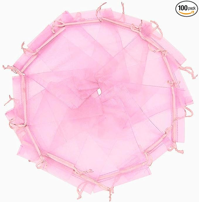 Wudygirl 100pcs Sheer Pink 5''X7 Organza Bags by Wudygirl