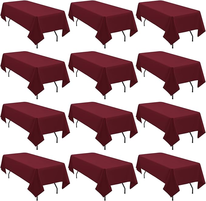 12 Pack Polyester Tablecloth Rectangle Tablecloth 60 x 102 Inch Burgundy by fani