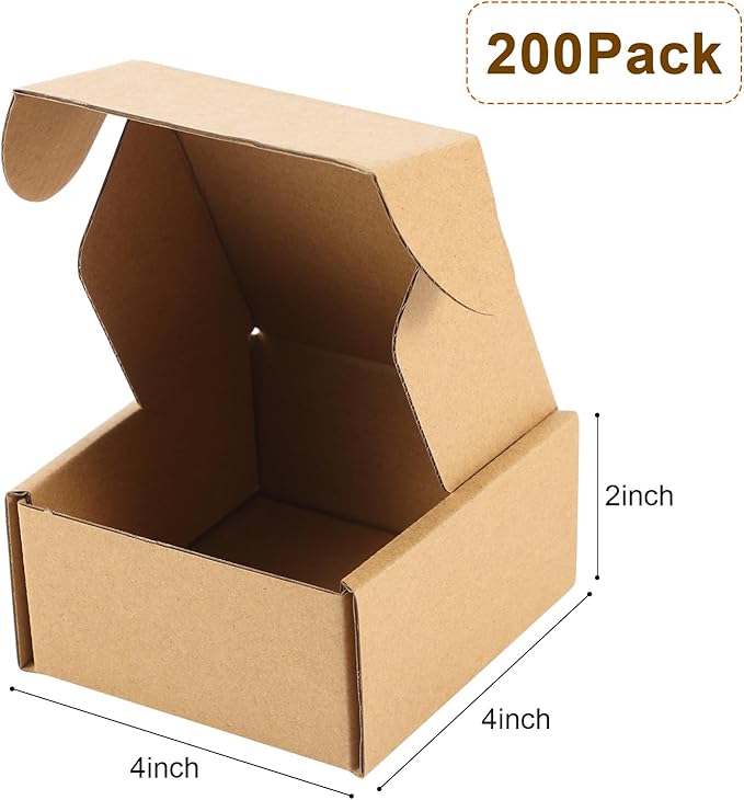 Qilery 200 Pcs Shipping Boxes Cardboard Gift Corrugated Cardboard Brown Boxes - Image 2