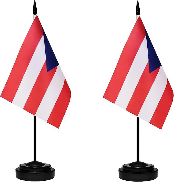 Puerto Rico Puerto Rican Deluxe Desk Flag Set Small Mini Miniature Puerto Rico by tibijoy