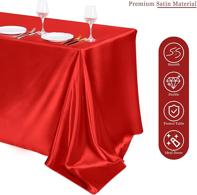 TURSTIN 4 Packs Satin Tablecloth 102 x 58 Inch Overlay Satin Table Cover - Image 4