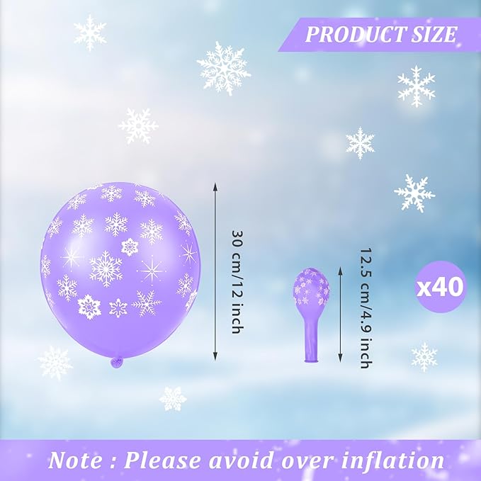 Skylety 40 Pieces Snowflake Balloons Bulk Winter Transparent Snowflake Latex - Image 2