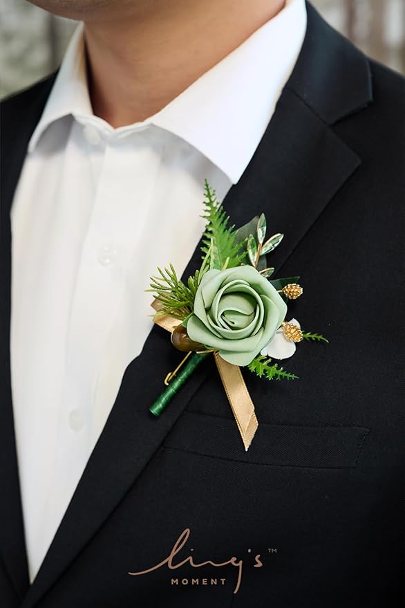 Ling's Moment Boutonniere for Men, Artificial Flowers for Wedding - Image 2